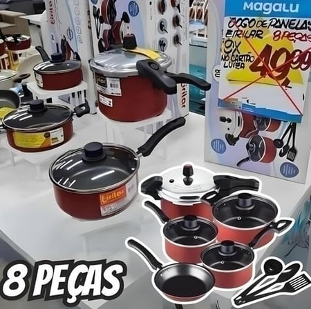 Jogo de Panelas Eirilar Especial Eiriflon Supreme c/ Panela de Pressão 4,5L Antiaderente d...