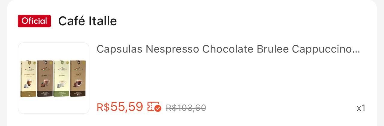 Capsulas Nespresso Chocolate Brulee Cappuccino Café Italle 40 Unid