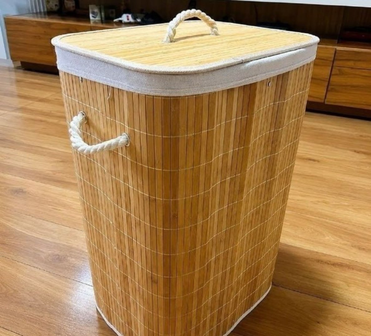 Cesto De Roupas De Bambu 70 Litros Yikasa