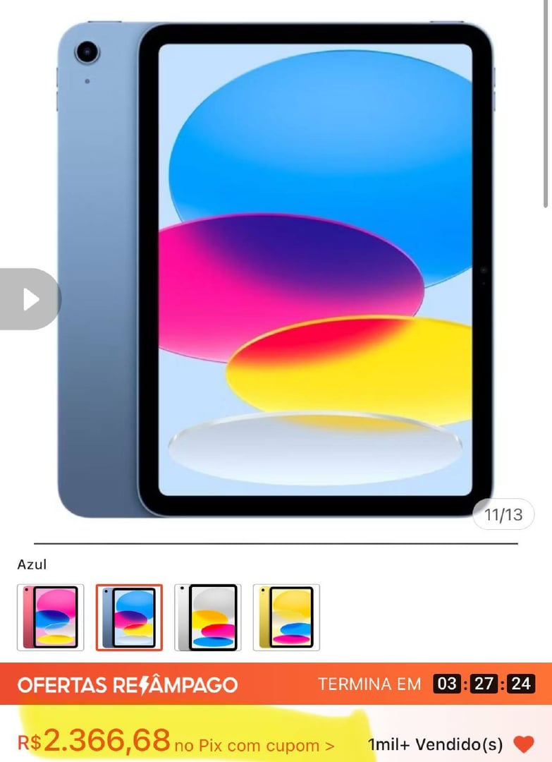 Tablet Apple IPad 11” Geração Lacrado Original 1 Ano Garantia Apple Brasil com NF Pronta e...