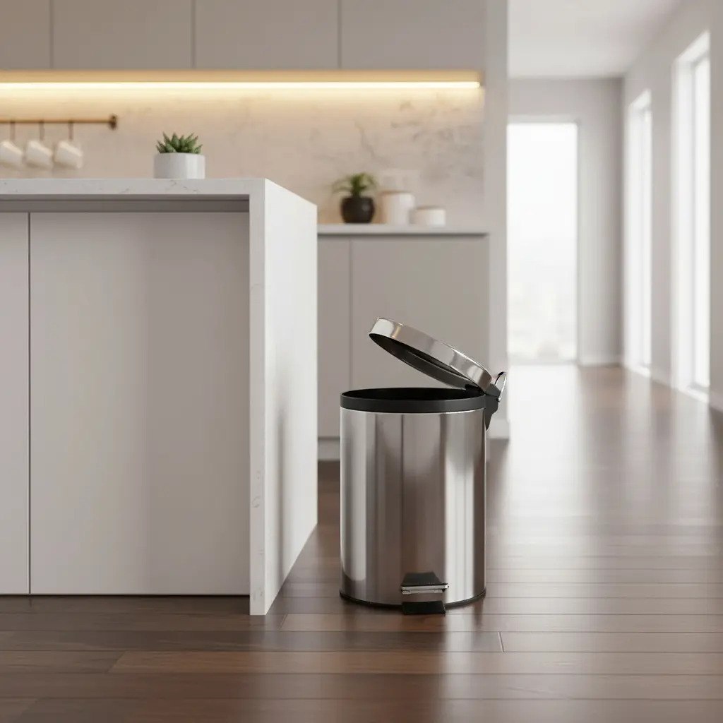 Lixeira Inox 5L Pedal Sem Contato Higiênico, Prático, Para Cozinha ou Banheiro