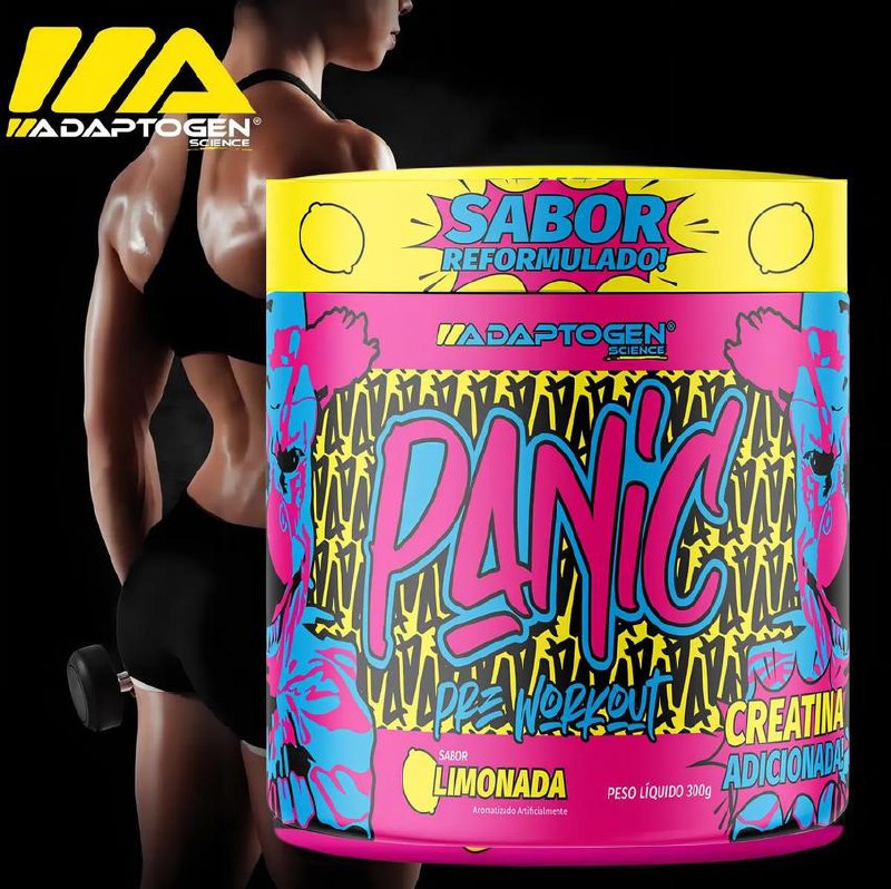 Suplemento Em Pó Adaptogen Science Panic Pré Treino Com Creatina Pote 300g Sabor Limonada