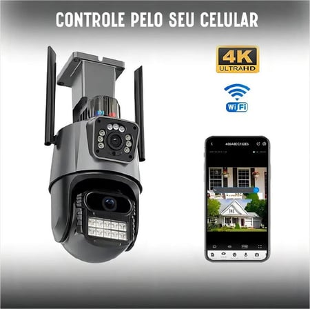 Câmera Segurança Ip Wifi P11-qq6 Lente Dupla 6mp App Icsee Cor Preto Estary Shop