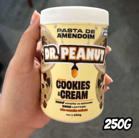 Pasta de Amendoim DR. Peanut Cookies and Cream 250G - Com Whey Protein