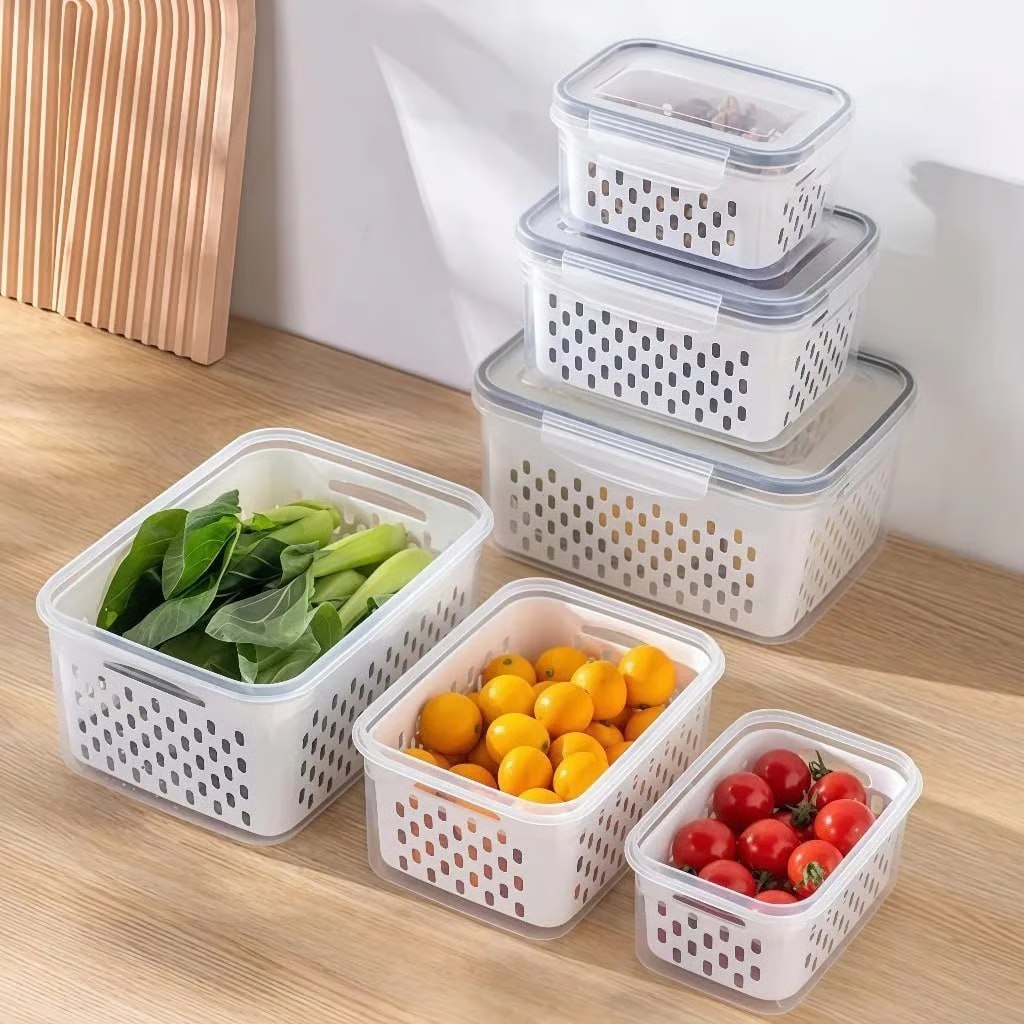 🤓Kit 3 Organizadores Geladeira Alimentos Vegetais Com Tampas