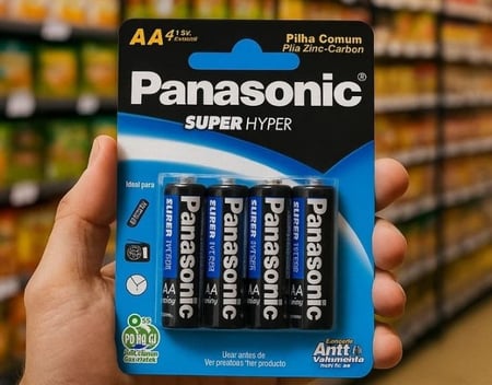 Panasonic UM-3SHS - Pilha Comum AA, Tensão 1,5 Volts, Embalagem com 4 pilhas