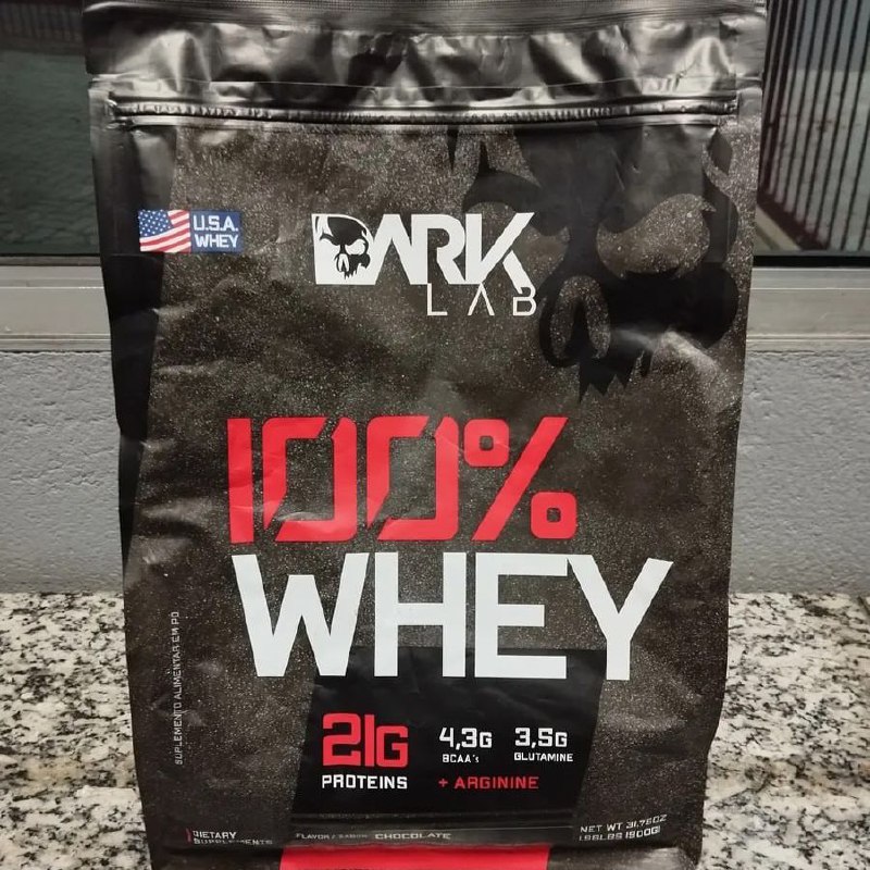 Whey Protein Concentrado 100% 900g Refil Dark Lab Sabor Morango