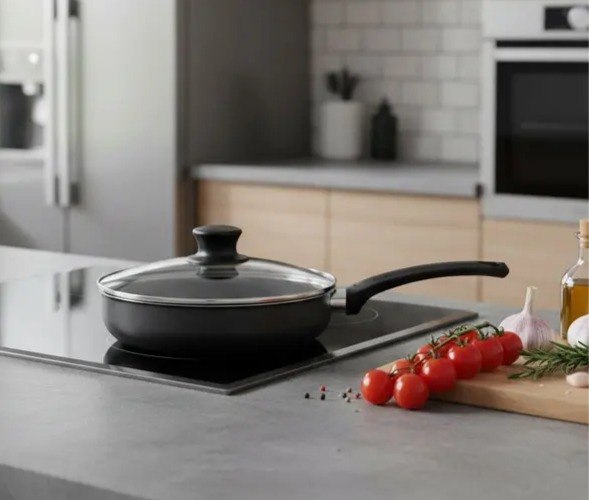 Frigideira Antiaderente Panelux de Alumínio Com Tampa Magnific Grafite 22cm