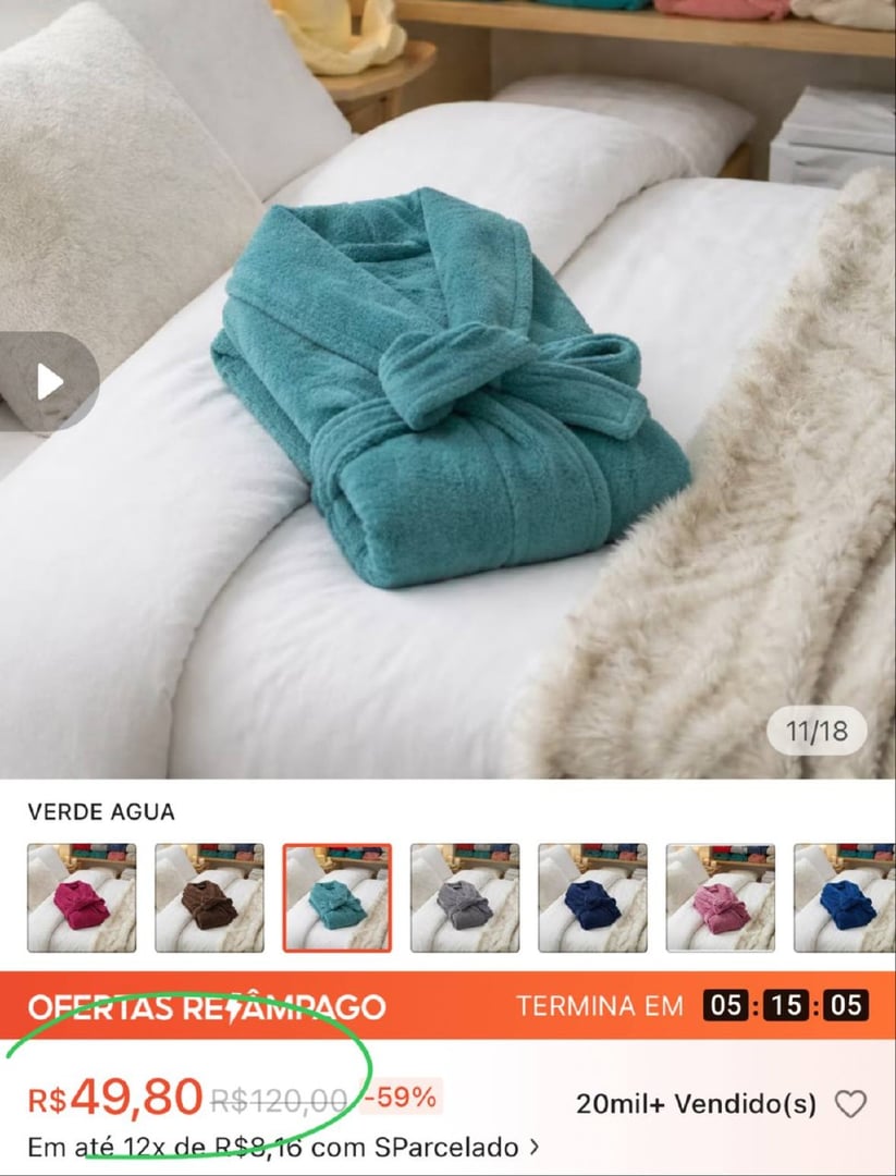 Roupão Plush Microfibra Adulto Extra Macio Unissex Várias Cores Tamanho Único