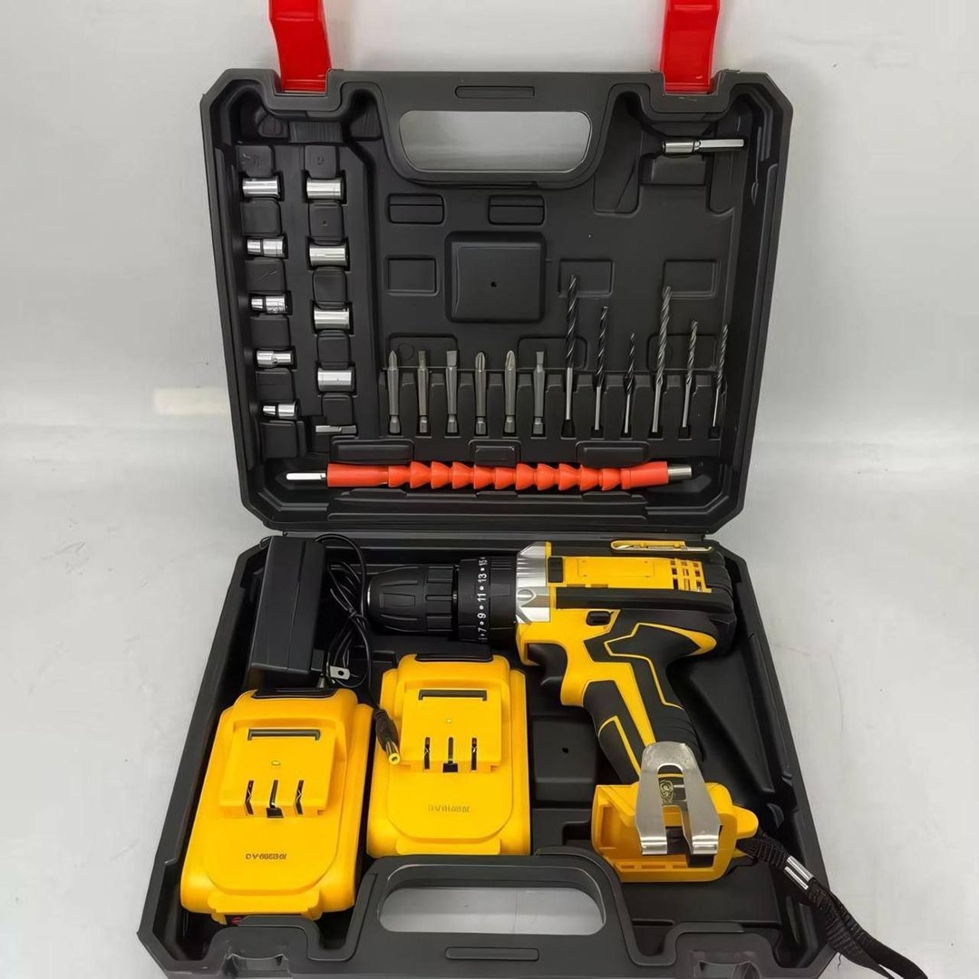 Parafusadeira Furadeira 48v Profissional 2 Baterias Sem Fio Amarelo 100-240 50/60