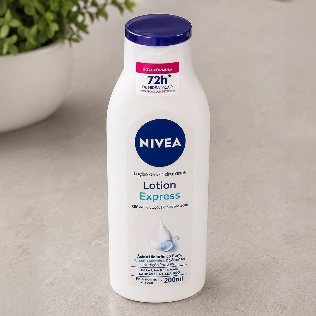 NIVEA Loção Hidratante Corporal Lotion Express - Loção Hidratante com textura leve que hidrata profundamente, protege do ressecamento e auxilia na regeneração da pele - 200ml