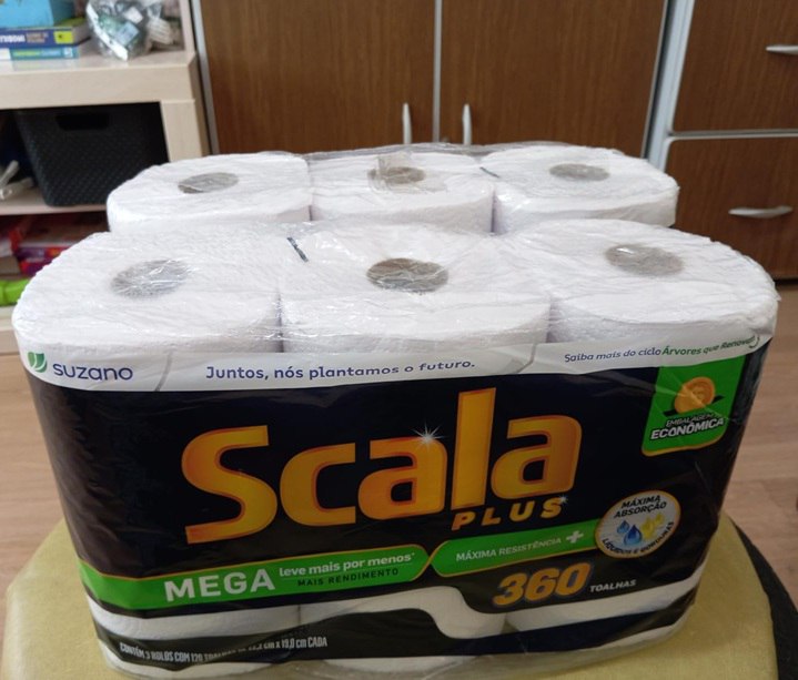 Pack Scala Plus Papel Toalha Mega 360 Toalhas (3 Rolos de 120 Toalhas Cada)