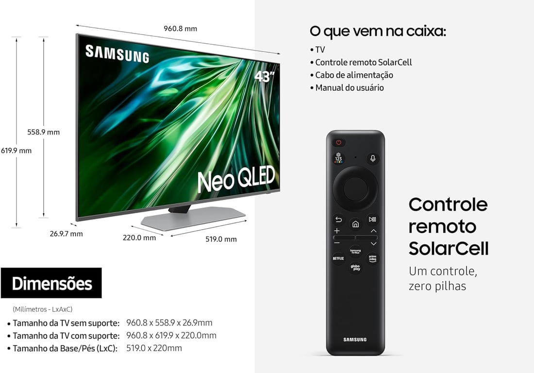 amsung Smart Gaming TV 43" Neo QLED 4K 43QN90D - Processador com ...