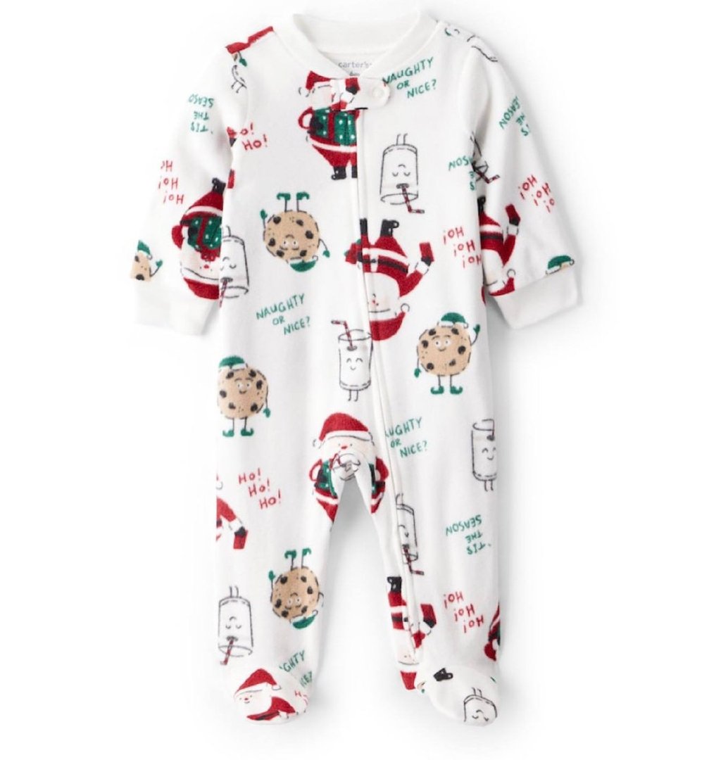 Macacão bebê em fleece com pezinhos natal - branco | Carter's