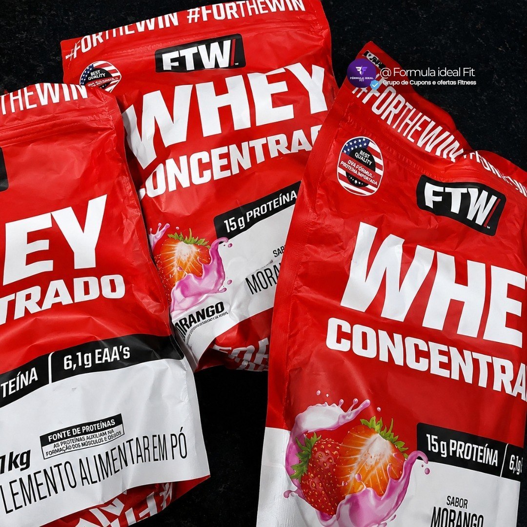 Whey Protein Concentrado 1kg Sabor Morango - Ftw