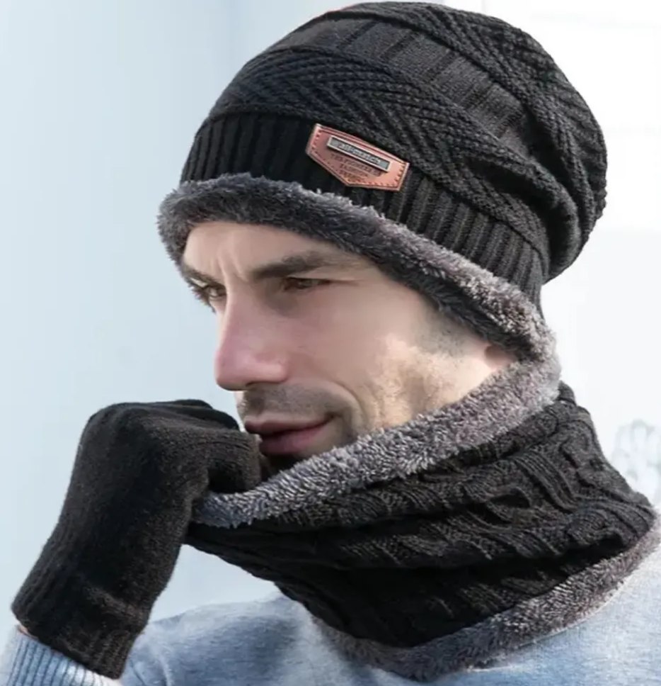 Kit Inverno Touca Gorro + Cachecol + Luva Lã Pelinho