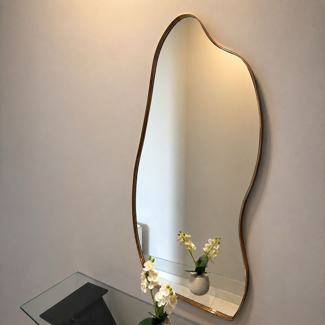 Espelho 100x50 Orgânico Corpo Inteiro Grande Moldur Caramelo Preto