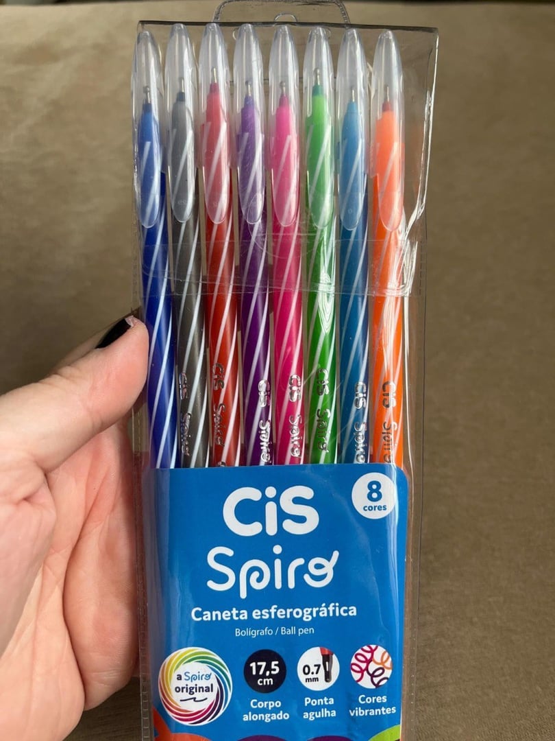 🤓Caneta Esferográfica SPIRO, CIS, Blister c/8 unidades sortidas, Multicolorido