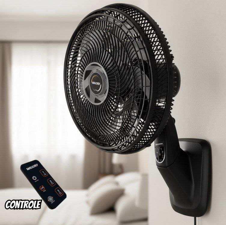 Ventilador de Parede Mallory Smart Control – Controle Remoto, Oscilação Direcionada, Potên...