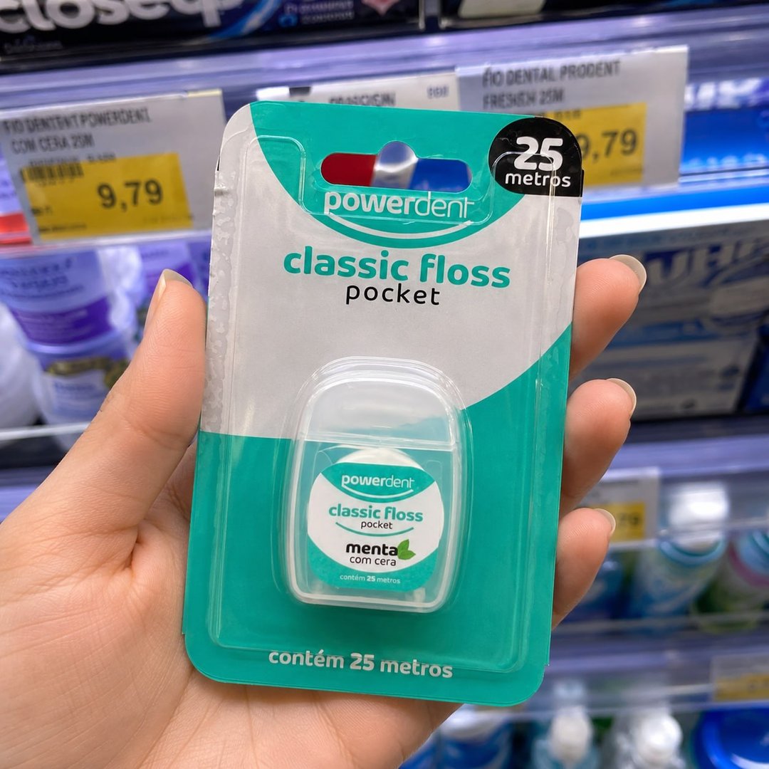 Power Dent Fio Dental Pocket Floss Tradicional 25 M Menta