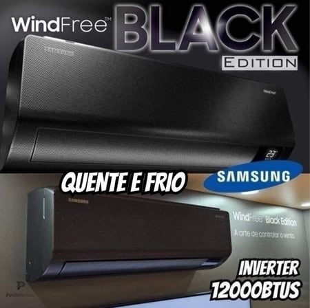 Ar-condicionado Split Inverter Samsung WindFree Black Edition Sem Vento 12.000 BTUs Quente...