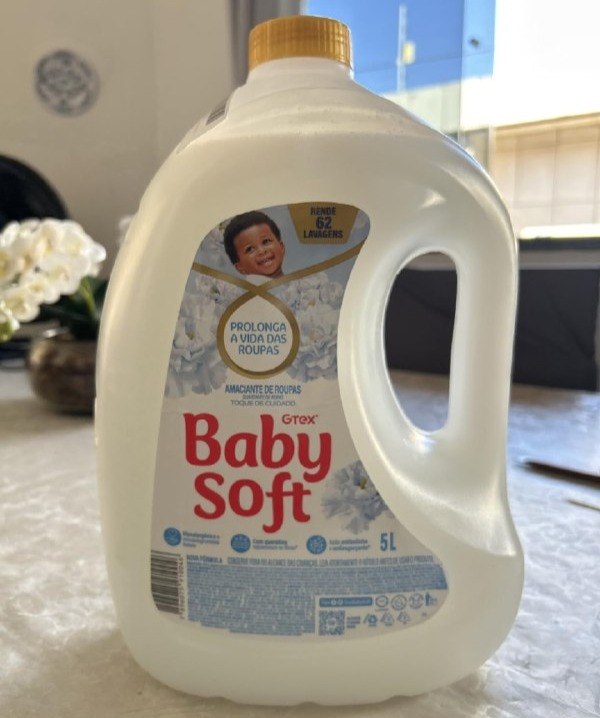 Amaciante Hipoalergênico de Roupa Líquido Baby Soft Toque Cuidado Perfumado Branco - 5 Litros