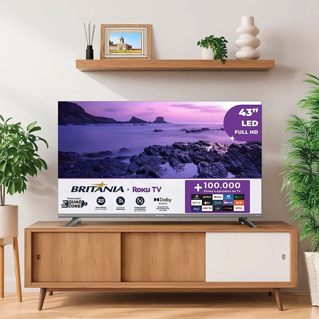 Britânia Smart TV 43 Polegadas Full HD B43CRA Roku TV LED HDR10 Dolby Áudio Wi-Fi Dual Ban...