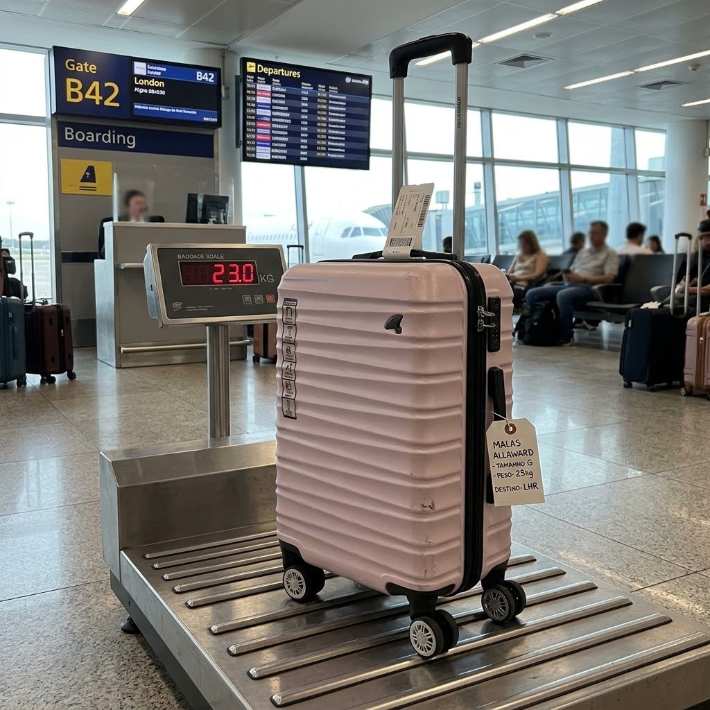 Mala de Viagem 24" Tam. "G" 23kg Zipper Antifurto Roda Dupla 360 ABS Premium Allabard Pisa Rosa