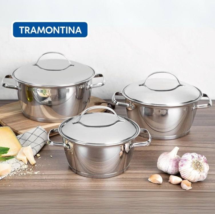 Jogo de Panelas com Fundo Triplo 3 Peça, Tramontina, 65660220, Inox