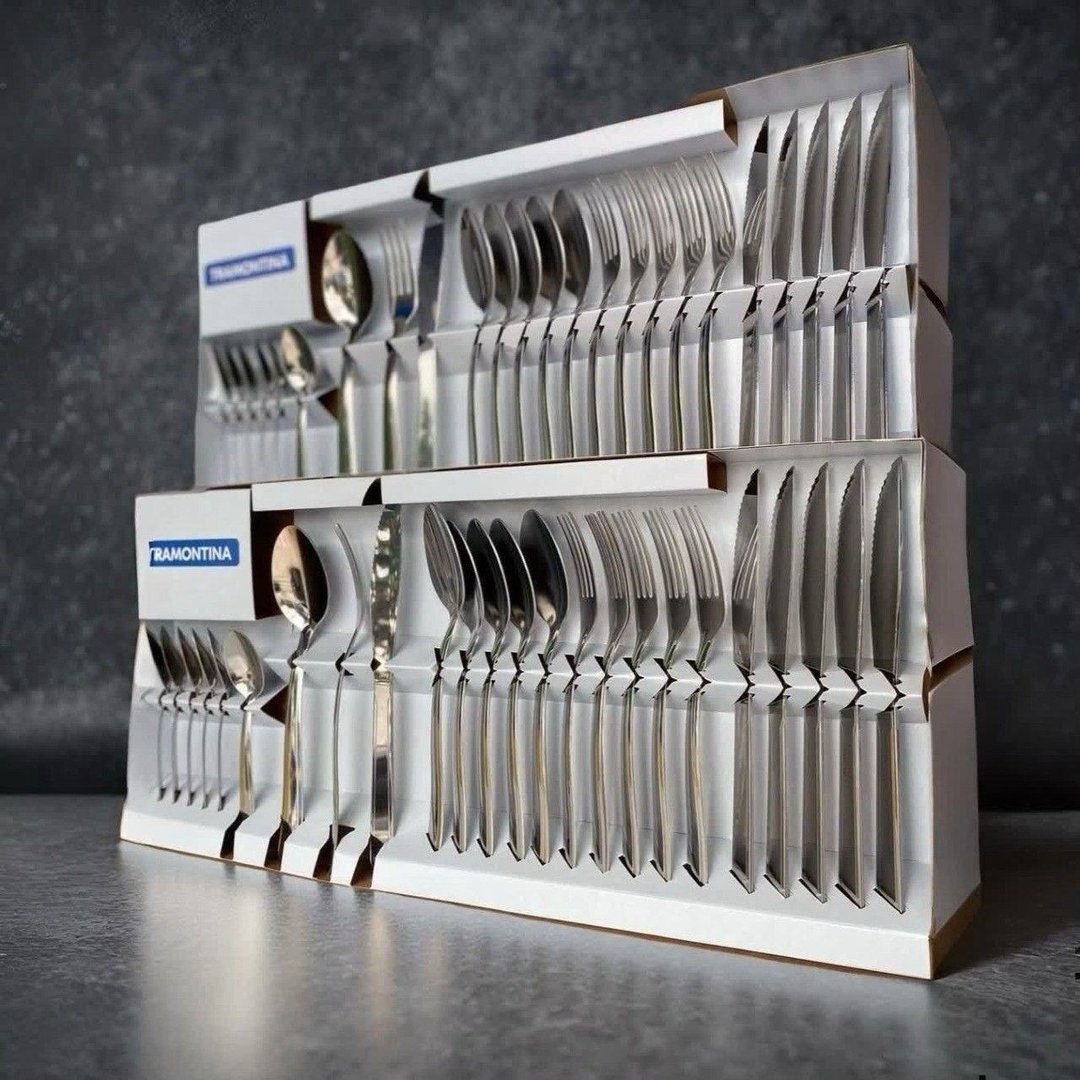 Faqueiro Tramontina Búzios cem Aço Inox com Detalhe 24 Peças
