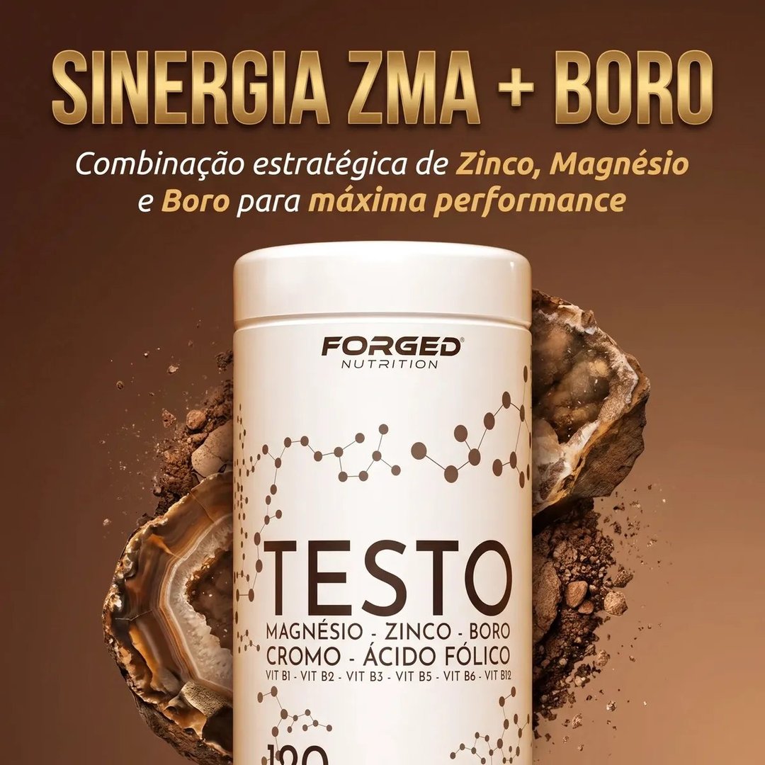 Testo Forged - Zinco, Magnésio, Boro, Cromo, Vitamina D3, B12 - Precursor Da Testo - 120 Cápsulas - Forged Nutrition