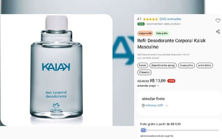Refil Desodorante Corporal Kaiak Masculino 100 ml