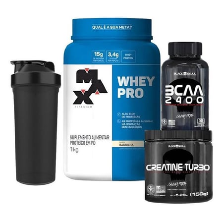 Whey Pro Max Titanium +creatina+bcaa+coqueteleira