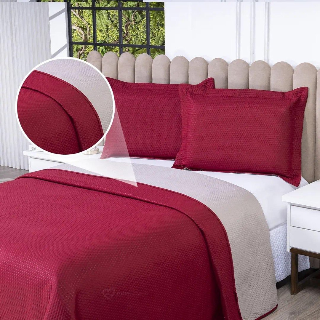 Kit Colcha Cobre Leito Casal Queen 3 Pçs Dupla Face 200 Fios