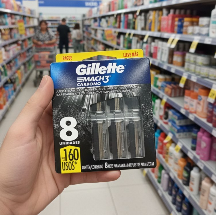 Refils Para Barbear Gillette Mach3 Carbono Carga para Aparelho de Barbear com Carvão Ativa...