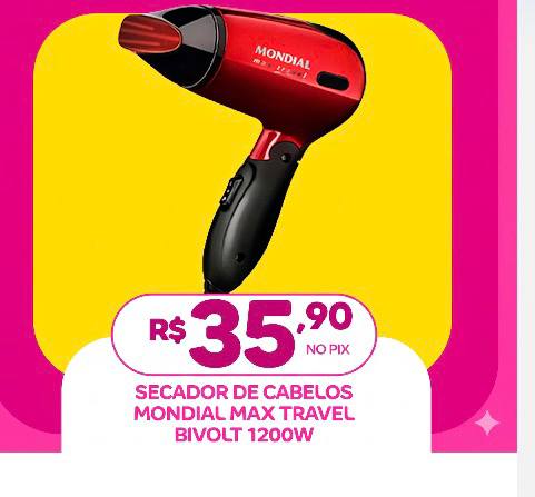 Secador de Cabelos Mondial Max Travel SC-10 Bivolt 1200w