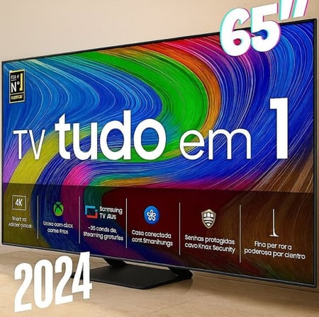 Samsung Smart TV 65" QLED 4K Q65D 2024, Modo Game, Tela sem limites, Design slim, Visual l...