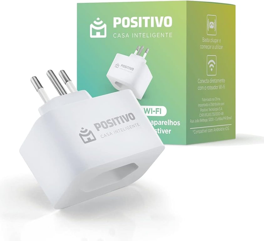 Smart Plug Wi-Fi 10A/1000W- NBR, Positivo Casa Inteligente, ligue...