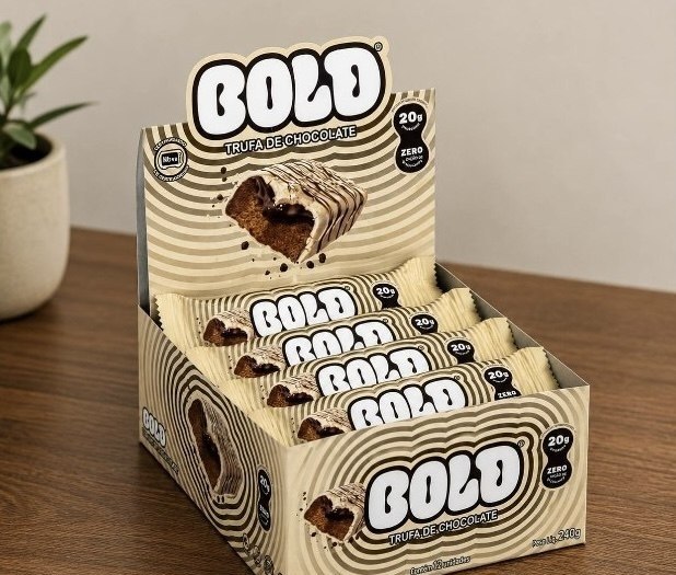 Barra de Proteína BOLD Snacks Trufa de Chocolate (21g de Proteína) - Caixa com 12 unidades