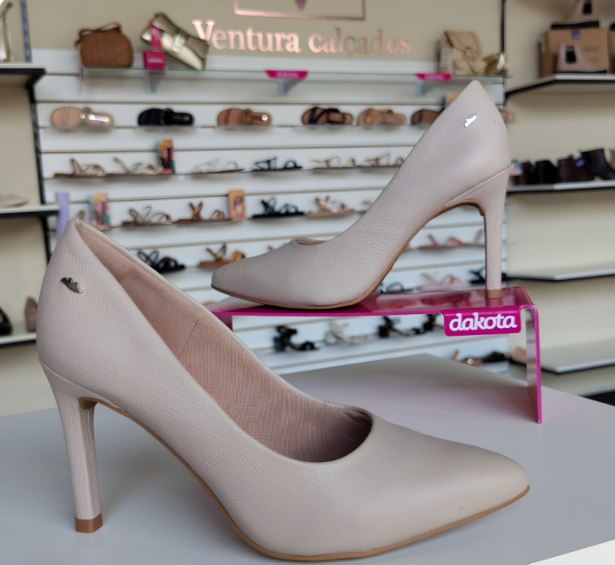 Sapato Dakota Scarpin Couro Macchiato Feminino Bege - Num. 35 ao 39