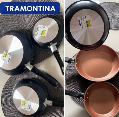 Tramontina JOGO FRIGIDEIRAS 3PCS CARIBE PRETO - SORTIDOS DE ALUMINIO COM REV ANTIADERENTE ...
