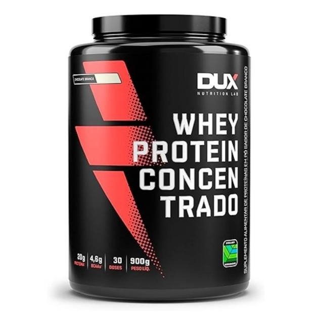 Whey Protein Concentrado Pote (900g), Chocolate Branco, Dux Human Health