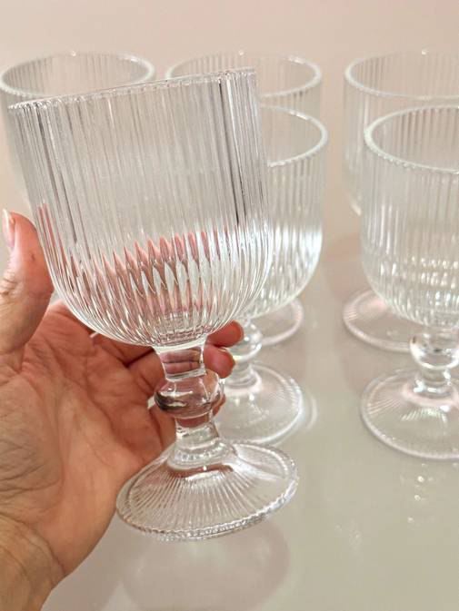 Jogo de 6 Taça Graffiato 400ml Copo Vidro Transparente