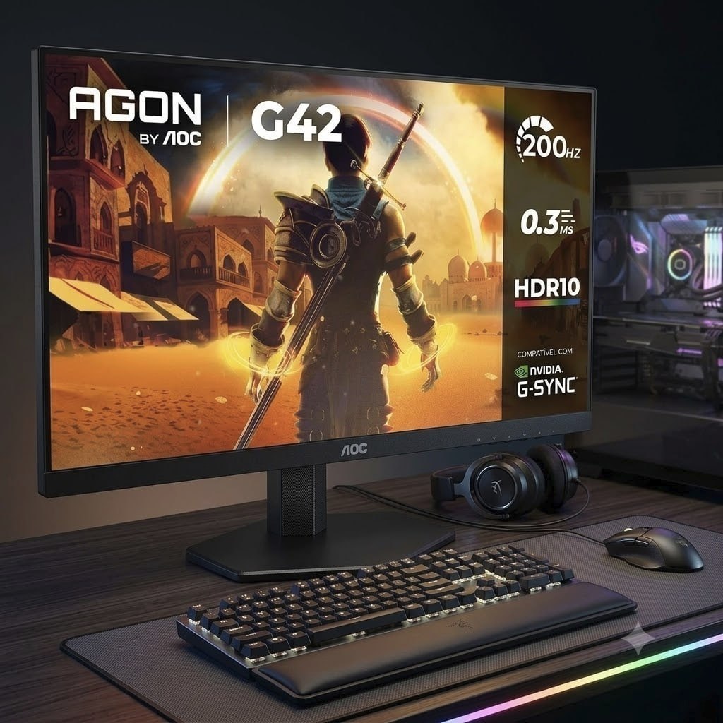 Monitor Gamer AOC AGON G42 24" 200Hz 0,3ms IPS HDR10 NVIDIA G-Sync 24G42HE