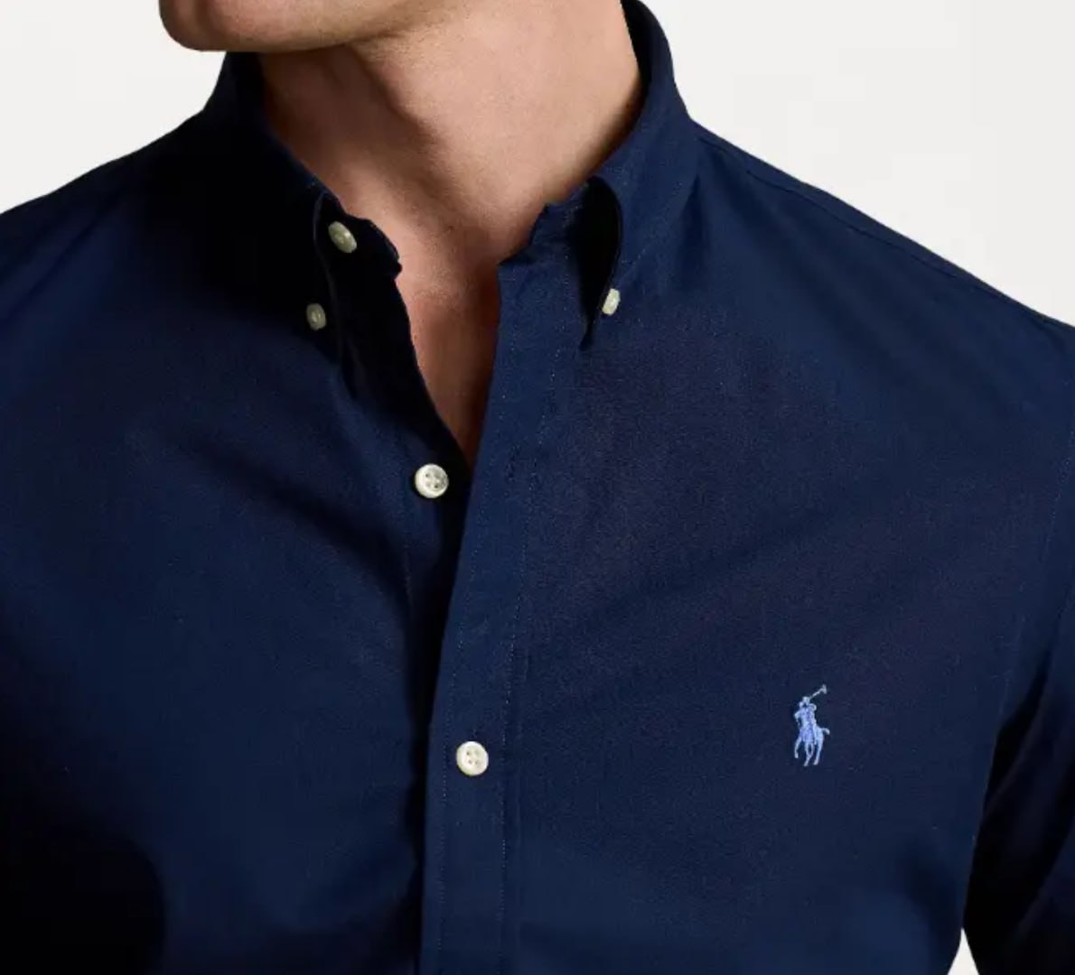 Camisa Masculina Ralph Lauren Custom Fit Azul-marinho