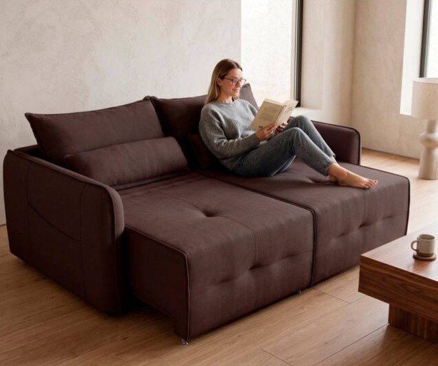 Sofá-cama 3 Lugares Casal Reclinável Veludo Matrix Celine 205cm até 110kg por Assento - Chumbo ou Marrom