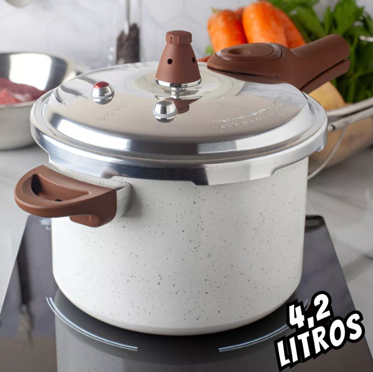 Brinox Pressure Panela De Pressão Revestimento Cerâmica Indução 4,2l Cor Vanilla Vanila
