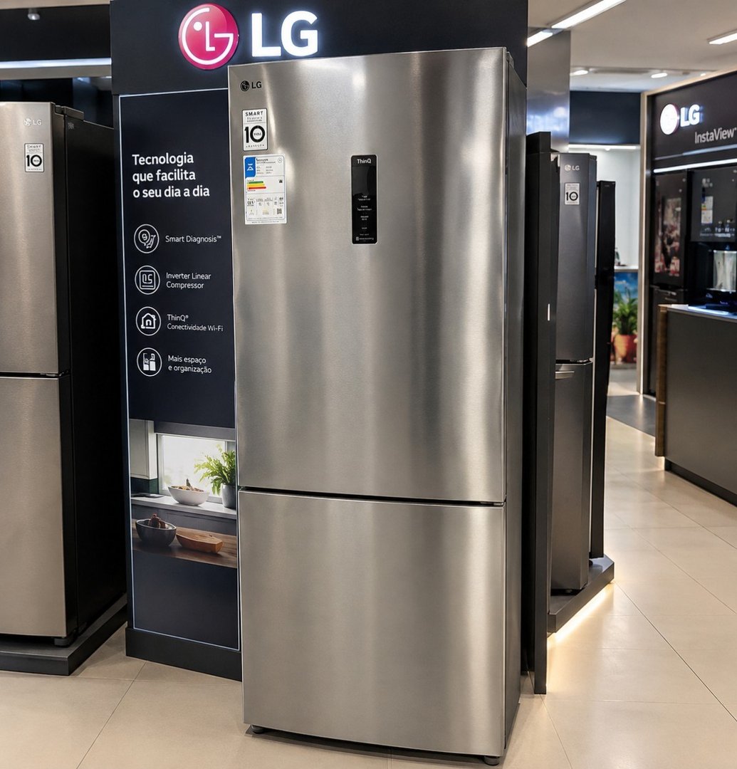 Geladeira LG Frost Free Smart Inverse Prata 462L Inox Look - 110v/220v