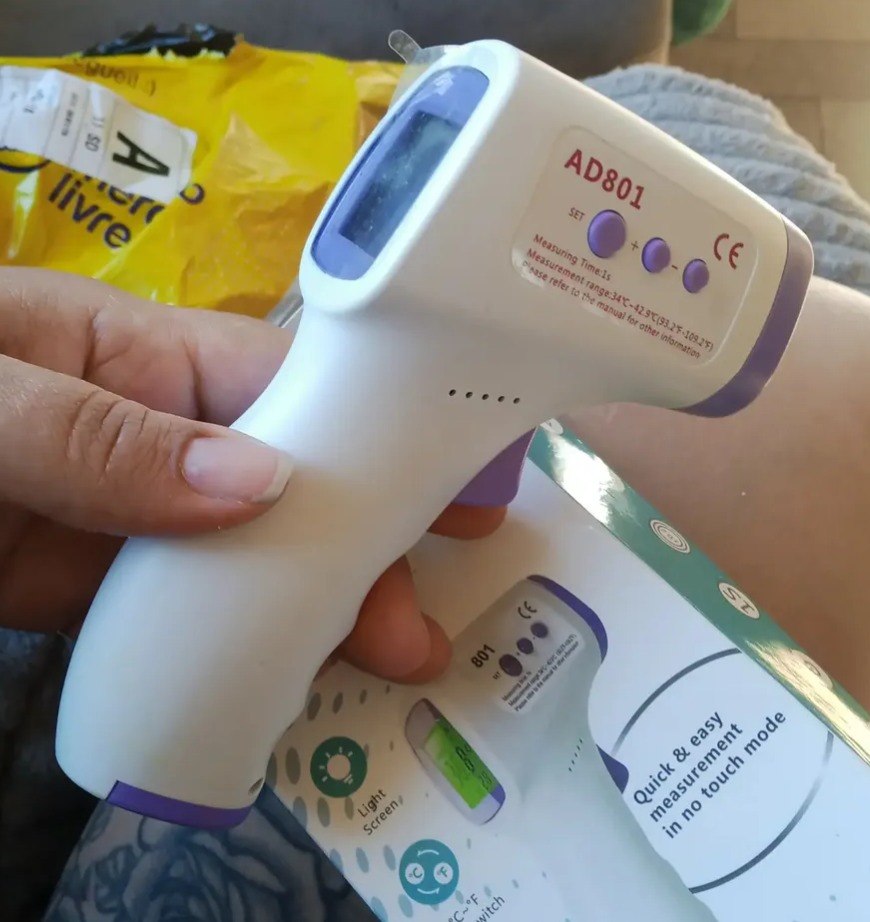 Termômetro Digital Laser Infravermelho Medição Temperatura Corporal Alarme De Febre Adu...
