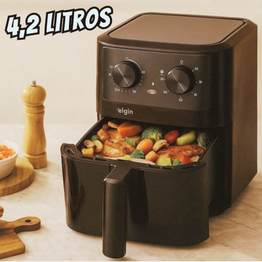 Fritadeira Elétrica Air Fryer Quad Fry Elgin 4,2 L, 1400w Preto 127v
